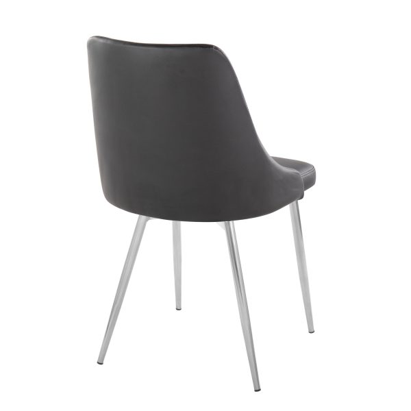 Marche Contemporary Black Faux Leather Chrome Accent Dining Chairs Set of 2 5