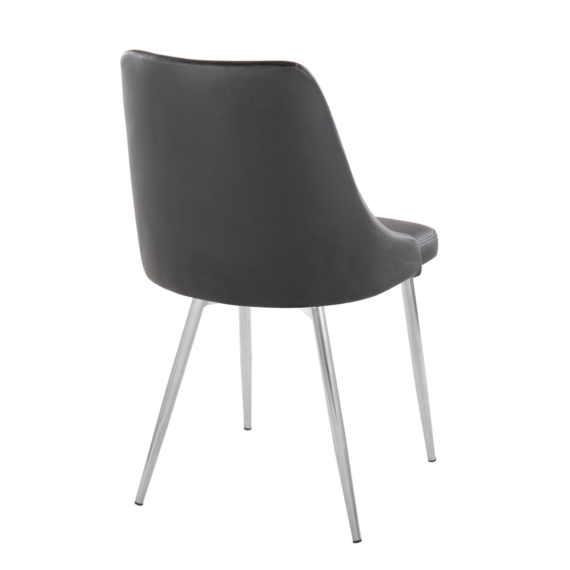 Marche Contemporary Black Faux Leather Chrome Accent Dining Chairs (Set of 2) 6 Marche Contemporary Black Faux Leather Chrome Accent Dining Chairs (Set of 2) - Image 6