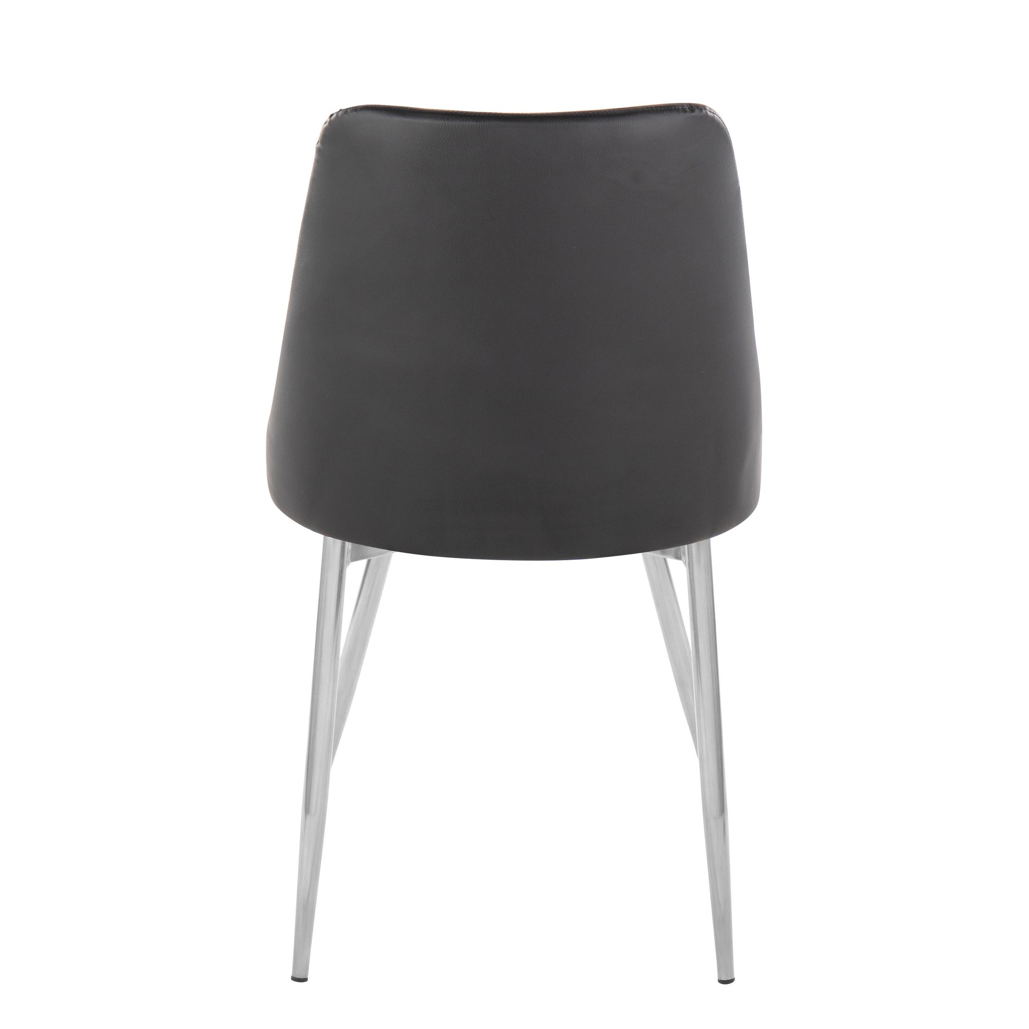 Marche Contemporary Black Faux Leather Chrome Accent Dining Chairs (Set of 2) 7 Marche Contemporary Black Faux Leather Chrome Accent Dining Chairs (Set of 2) - Image 7