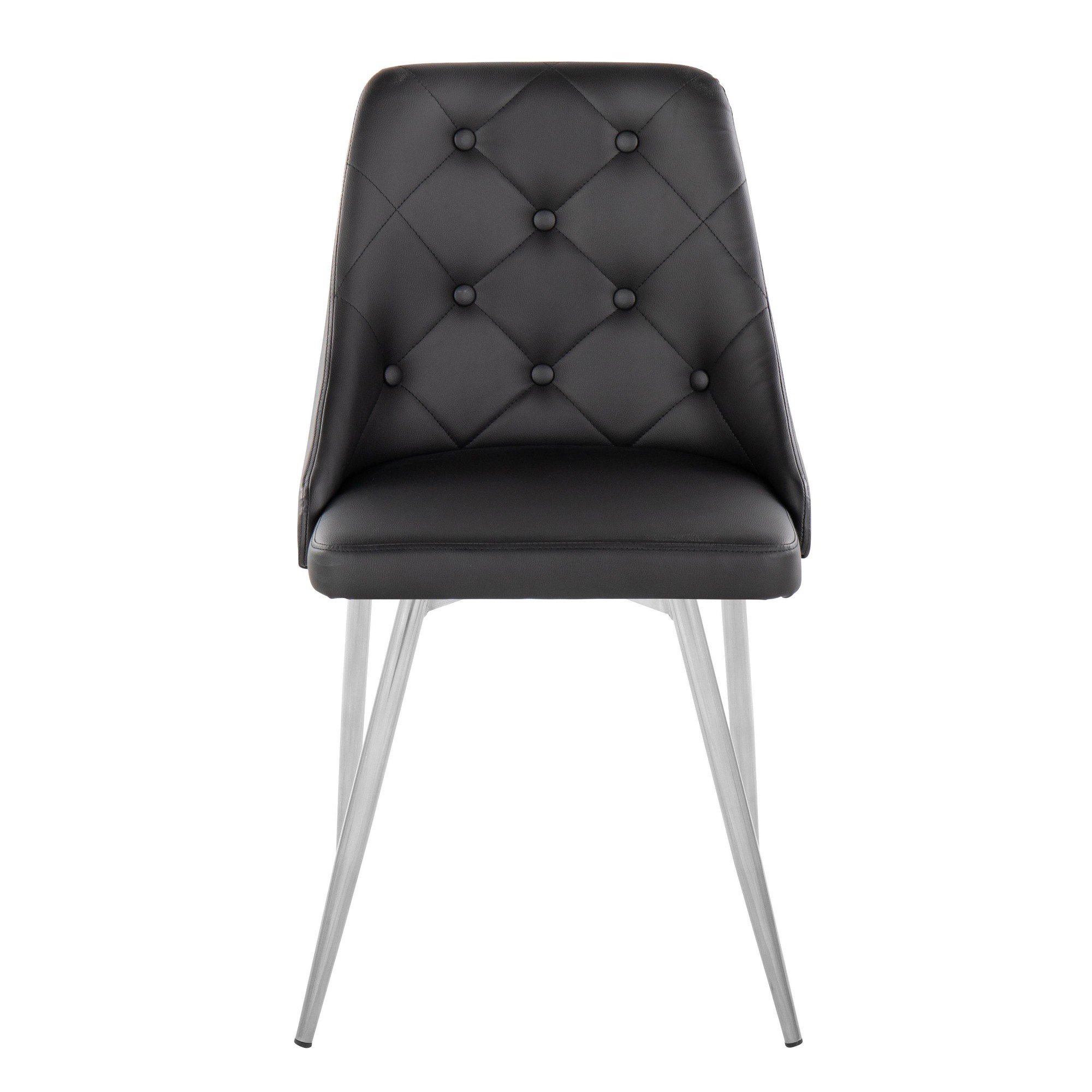 Marche Contemporary Black Faux Leather Chrome Accent Dining Chairs (Set of 2) 8 Marche Contemporary Black Faux Leather Chrome Accent Dining Chairs (Set of 2) - Image 8