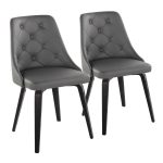 Marche Contemporary Black Wood Grey Faux Leather Dining Chairs (Set of 2) 10 Marche Contemporary Black Wood Grey Faux Leather Dining Chairs (Set of 2)