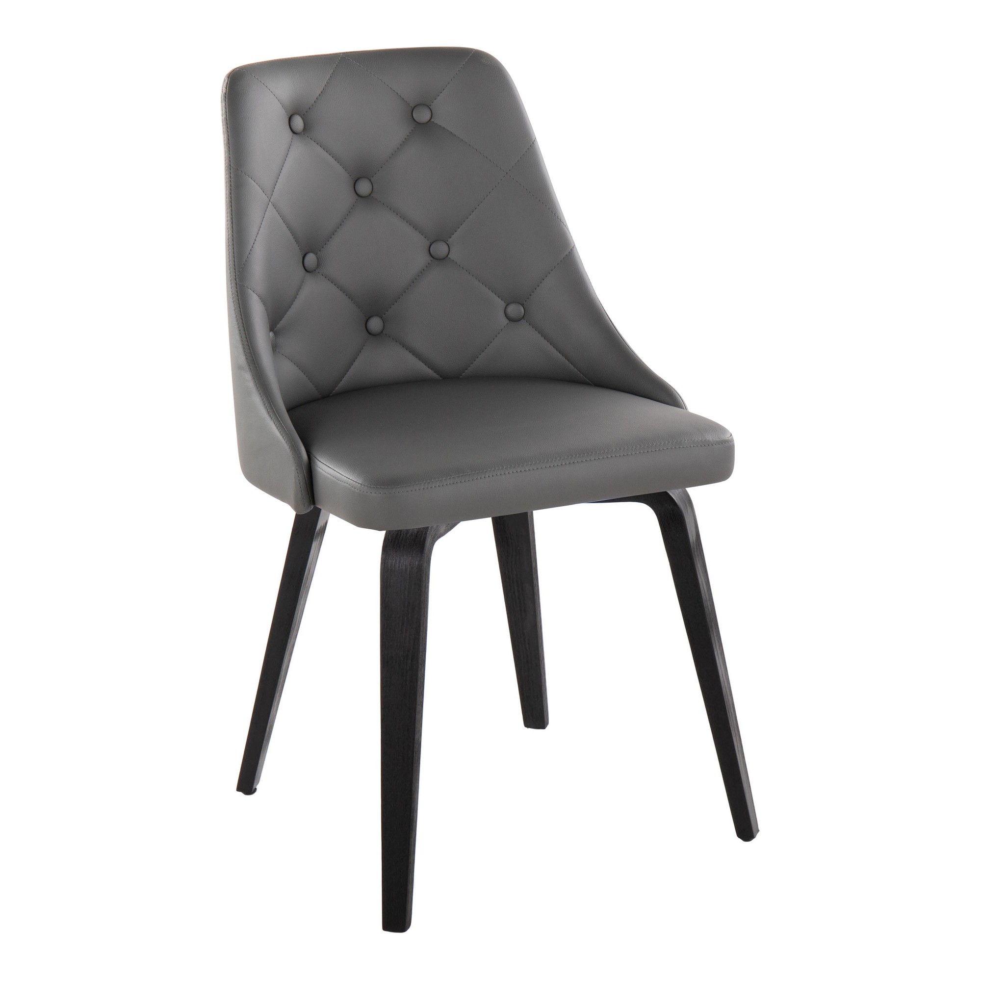 Marche Contemporary Black Wood Grey Faux Leather Dining Chairs (Set of 2) 3 Marche Contemporary Black Wood Grey Faux Leather Dining Chairs (Set of 2) - Image 3