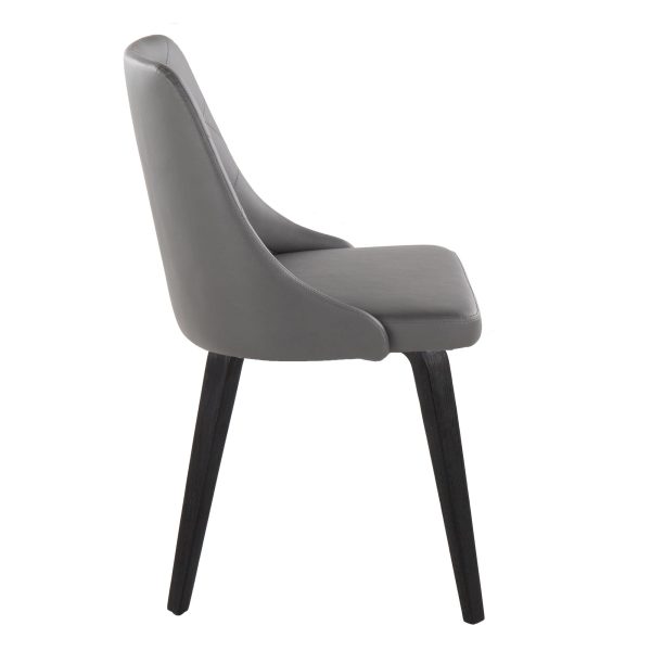 Marche Contemporary Black Wood Grey Faux Leather Dining Chairs Set of 2 3