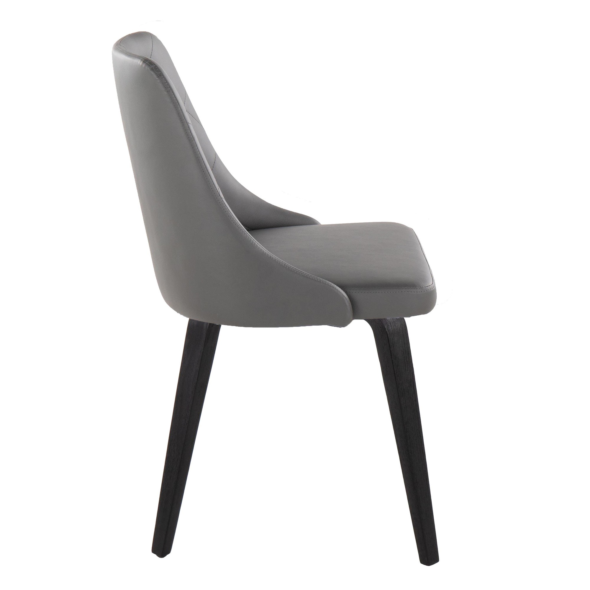 Marche Contemporary Black Wood Grey Faux Leather Dining Chairs (Set of 2) 4 Marche Contemporary Black Wood Grey Faux Leather Dining Chairs (Set of 2) - Image 4