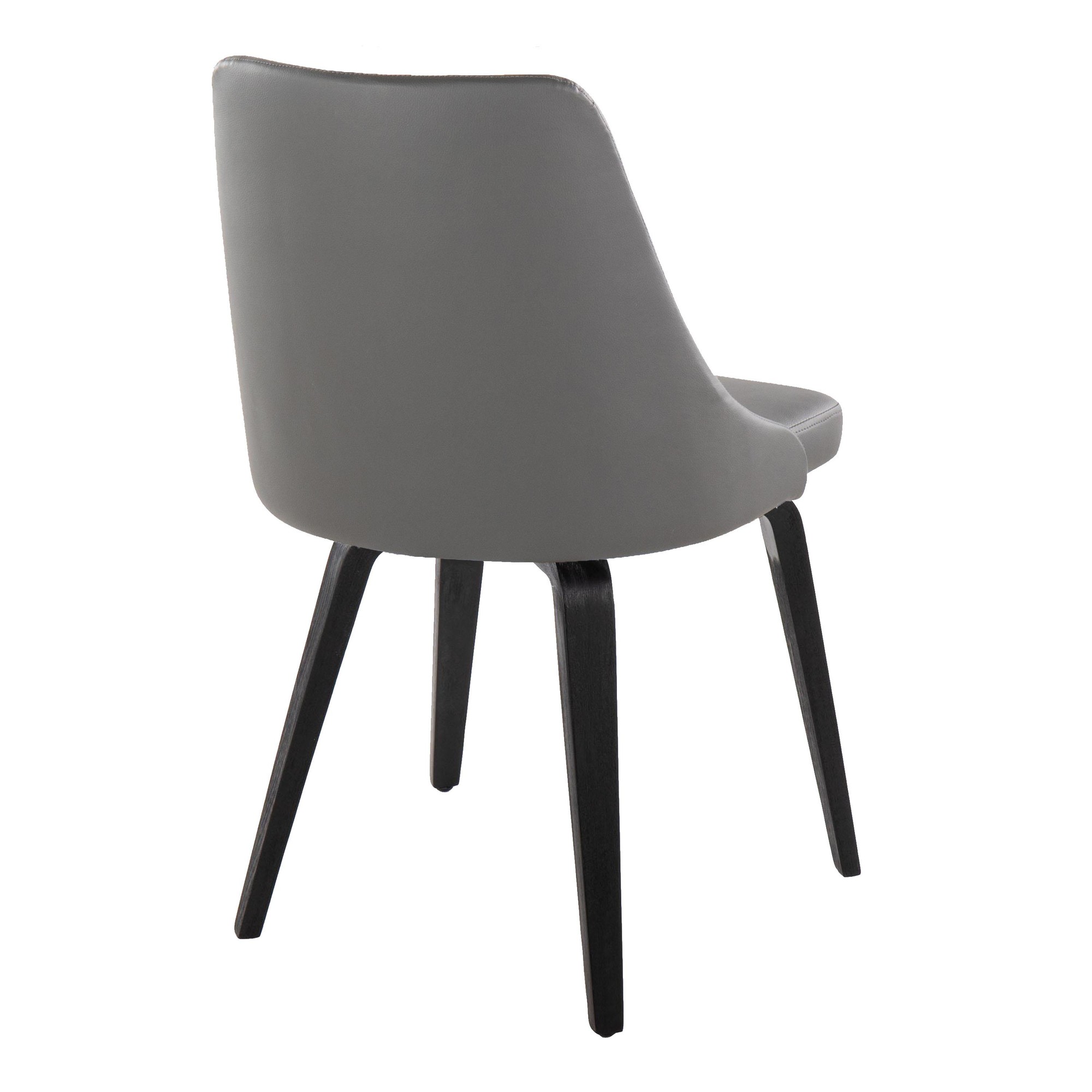 Marche Contemporary Black Wood Grey Faux Leather Dining Chairs (Set of 2) 5 Marche Contemporary Black Wood Grey Faux Leather Dining Chairs (Set of 2) - Image 5