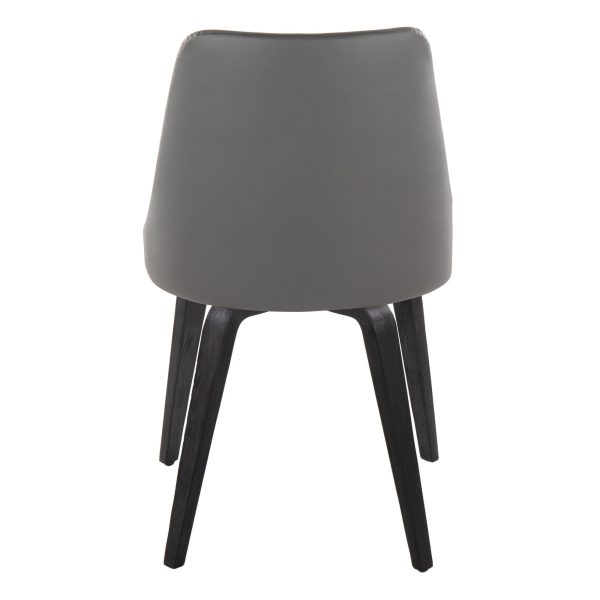 Marche Contemporary Black Wood Grey Faux Leather Dining Chairs Set of 2 5