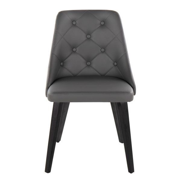 Marche Contemporary Black Wood Grey Faux Leather Dining Chairs Set of 2 6