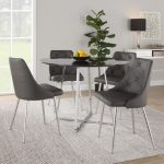Marche Contemporary Chrome and Grey Faux Leather Dining Chairs (Set of 2) 10 Marche Contemporary Chrome and Grey Faux Leather Dining Chairs (Set of 2)