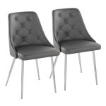 Marche Contemporary Chrome and Grey Faux Leather Dining Chairs (Set of 2) 12 Marche Contemporary Chrome and Grey Faux Leather Dining Chairs (Set of 2)