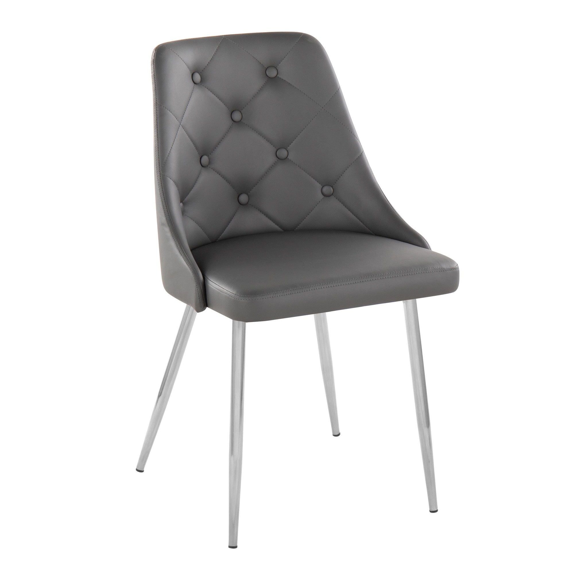 Marche Contemporary Chrome and Grey Faux Leather Dining Chairs (Set of 2) 4 Marche Contemporary Chrome and Grey Faux Leather Dining Chairs (Set of 2) - Image 4