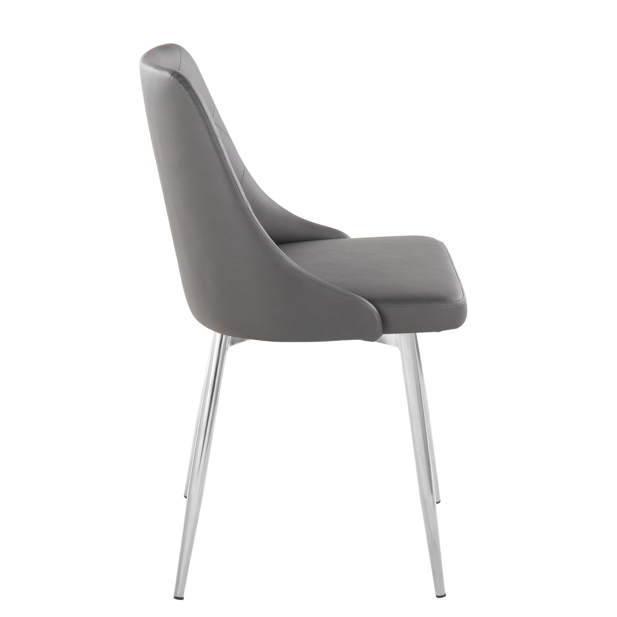 Marche Contemporary Chrome and Grey Faux Leather Dining Chairs (Set of 2) 5 Marche Contemporary Chrome and Grey Faux Leather Dining Chairs (Set of 2) - Image 5