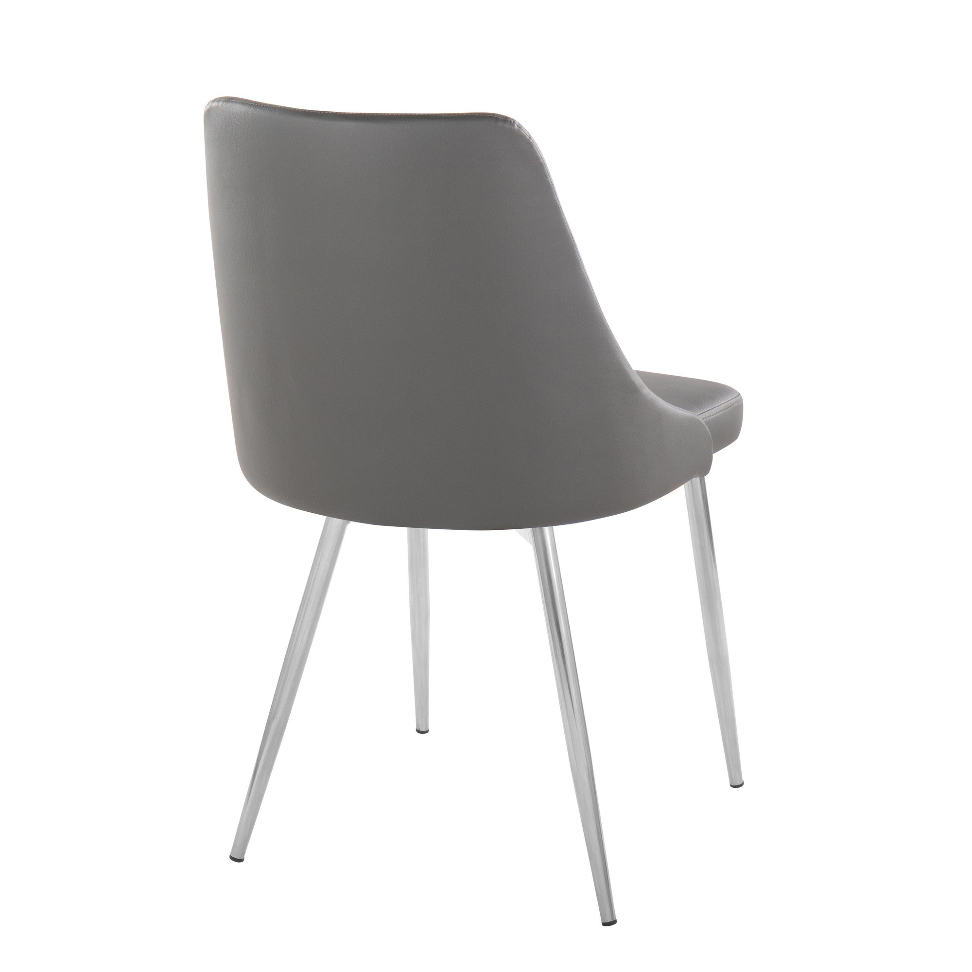 Marche Contemporary Chrome and Grey Faux Leather Dining Chairs (Set of 2) 6 Marche Contemporary Chrome and Grey Faux Leather Dining Chairs (Set of 2) - Image 6