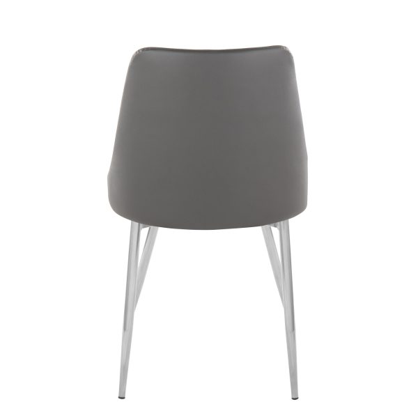 Marche Contemporary Chrome and Grey Faux Leather Dining Chairs Set of 2 6
