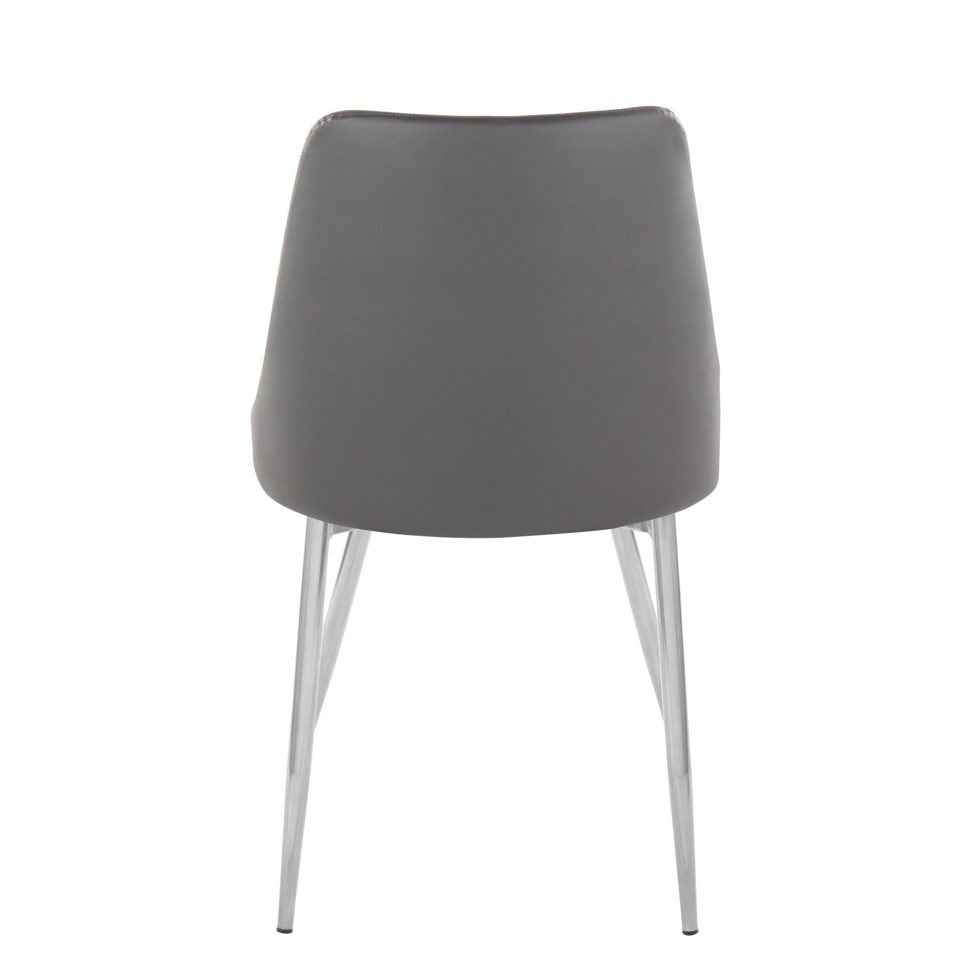 Marche Contemporary Chrome and Grey Faux Leather Dining Chairs (Set of 2) 7 Marche Contemporary Chrome and Grey Faux Leather Dining Chairs (Set of 2) - Image 7