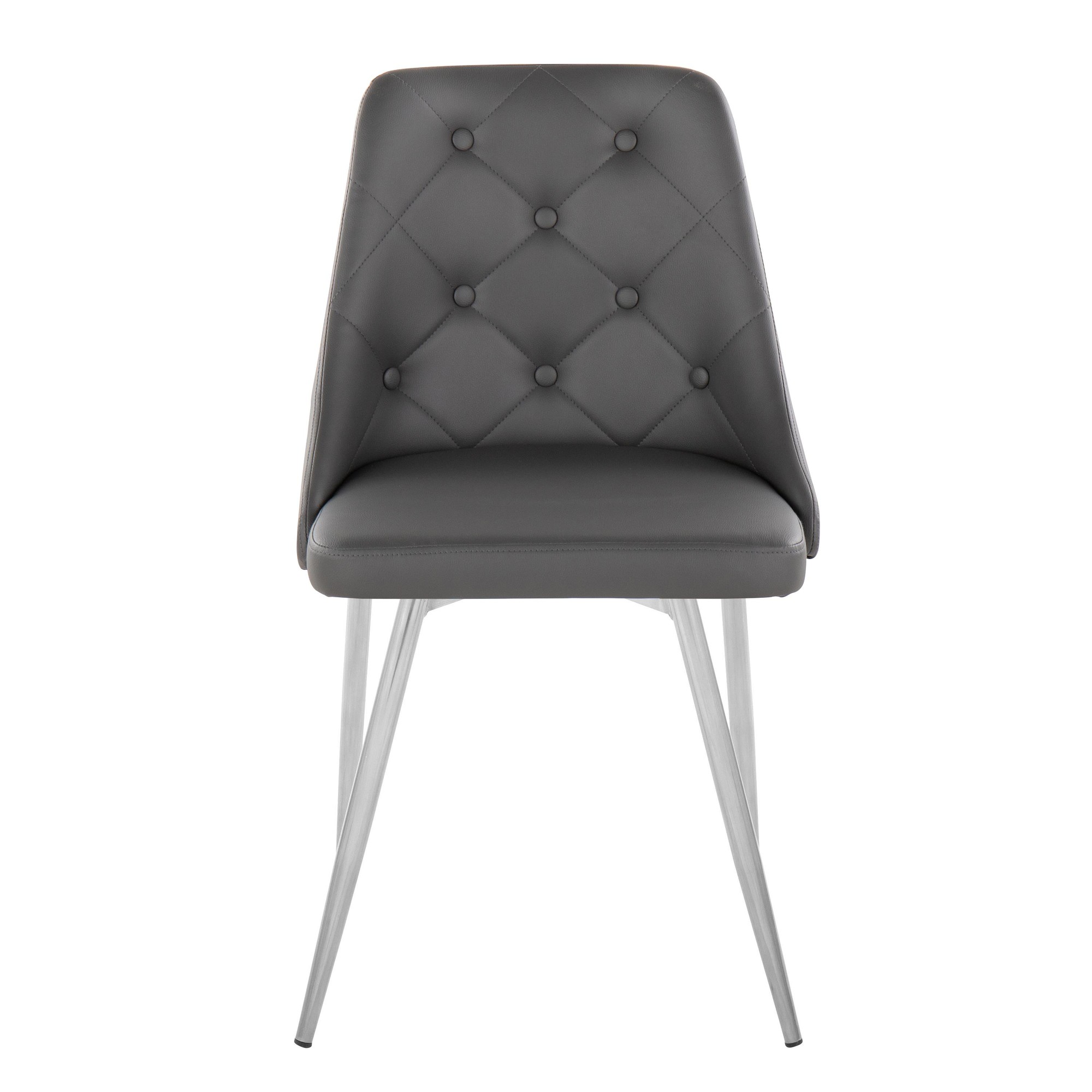 Marche Contemporary Chrome and Grey Faux Leather Dining Chairs (Set of 2) 8 Marche Contemporary Chrome and Grey Faux Leather Dining Chairs (Set of 2) - Image 8