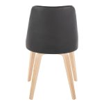Marche Contemporary Natural Wood Black Faux Leather Dining Chairs (Set of 2)