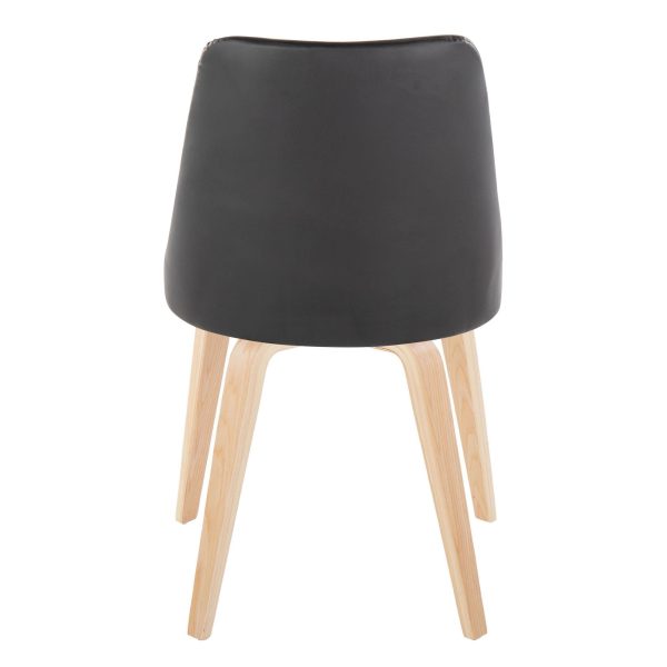 Marche Contemporary Natural Wood Black Faux Leather Dining Chairs Set of 2 5