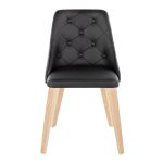 Marche Contemporary Natural Wood Black Faux Leather Dining Chairs (Set of 2)