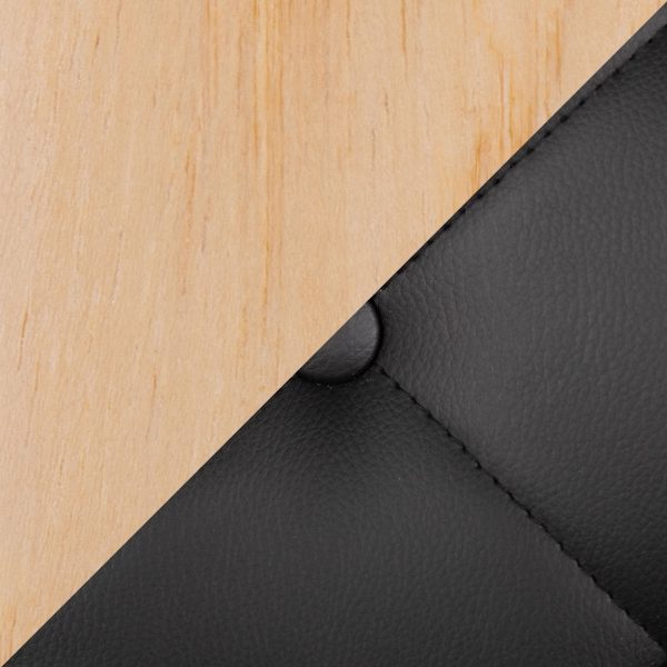 Marche Contemporary Natural Wood Black Faux Leather Dining Chairs Set of 2 7