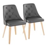 Marche Contemporary Natural Wood & Grey Faux Leather Chairs (Set of 2)
