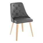 Marche Contemporary Natural Wood & Grey Faux Leather Chairs (Set of 2)