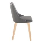 Marche Contemporary Natural Wood & Grey Faux Leather Chairs (Set of 2)