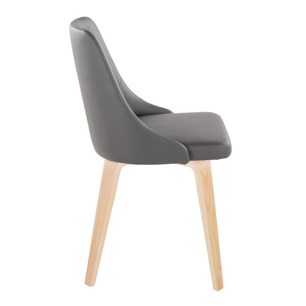 Marche Contemporary Natural Wood Grey Faux Leather Chairs Set of 2 3