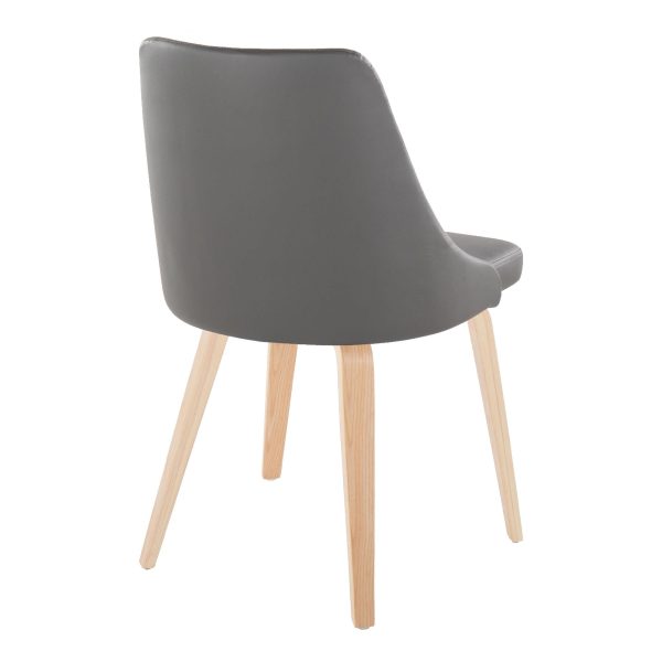 Marche Contemporary Natural Wood Grey Faux Leather Chairs Set of 2 4