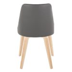 Marche Contemporary Natural Wood & Grey Faux Leather Chairs (Set of 2)