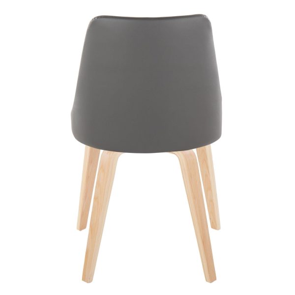 Marche Contemporary Natural Wood Grey Faux Leather Chairs Set of 2 5