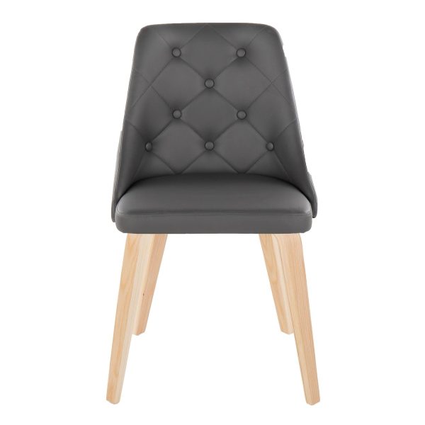 Marche Contemporary Natural Wood Grey Faux Leather Chairs Set of 2 6