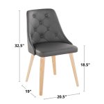 Marche Contemporary Natural Wood & Grey Faux Leather Chairs (Set of 2)
