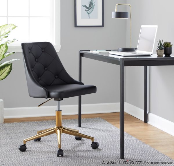 Marche Contemporary Swivel Office Chair in Black and Gold 1