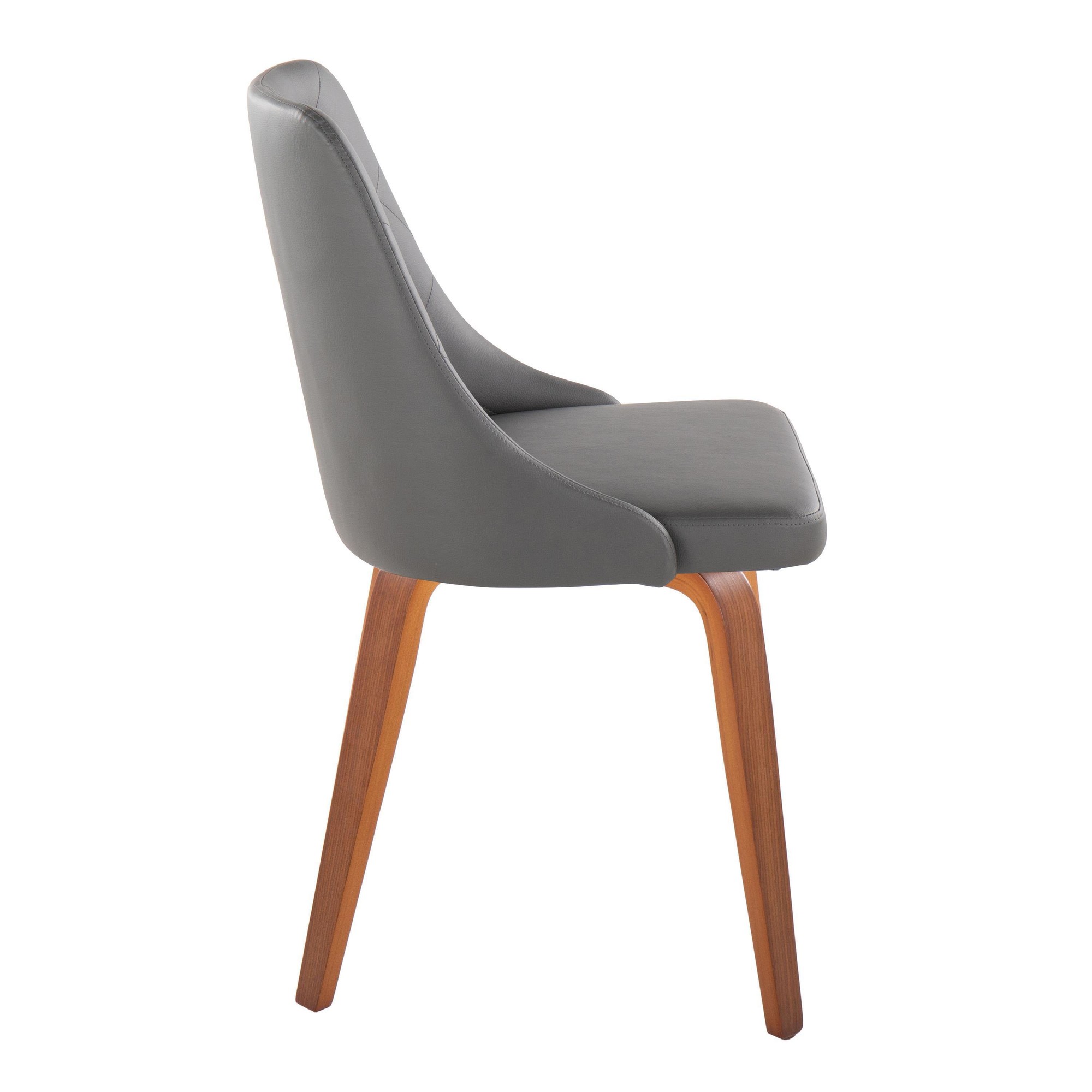 Marche Contemporary Walnut Grey Faux Leather Dining Chairs (Set of 2) 4 Marche Contemporary Walnut Grey Faux Leather Dining Chairs (Set of 2) - Image 4