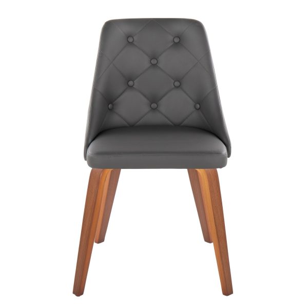 Marche Contemporary Walnut Grey Faux Leather Dining Chairs Set of 2 6