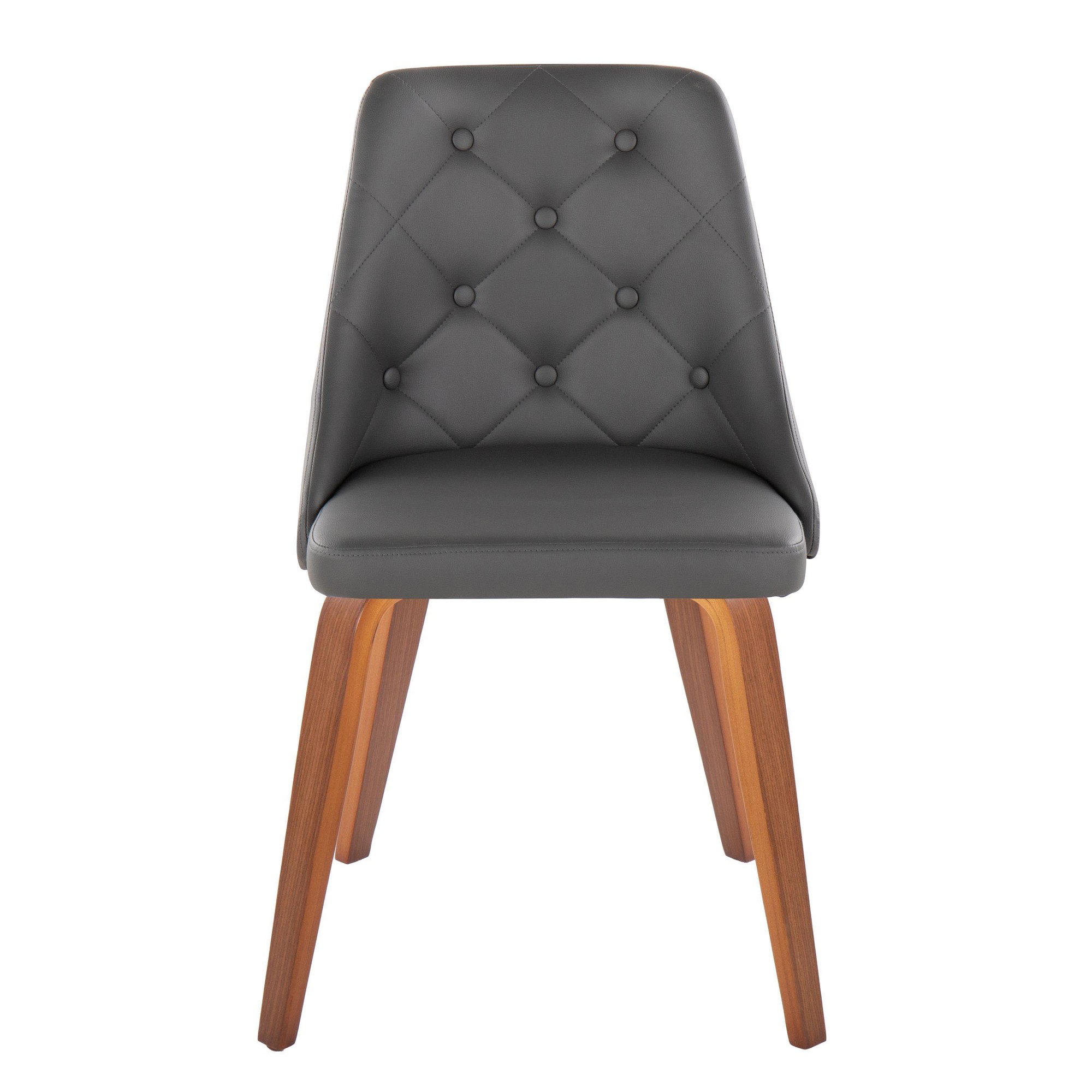 Marche Contemporary Walnut Grey Faux Leather Dining Chairs (Set of 2) 7 Marche Contemporary Walnut Grey Faux Leather Dining Chairs (Set of 2) - Image 7