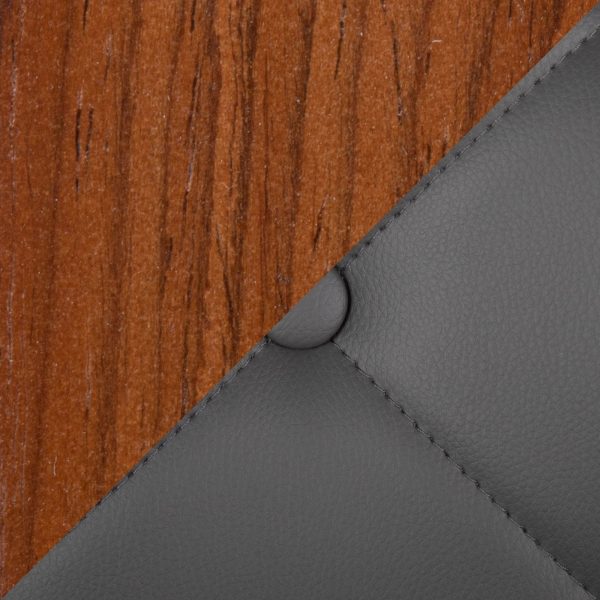 Marche Contemporary Walnut Grey Faux Leather Dining Chairs Set of 2 7