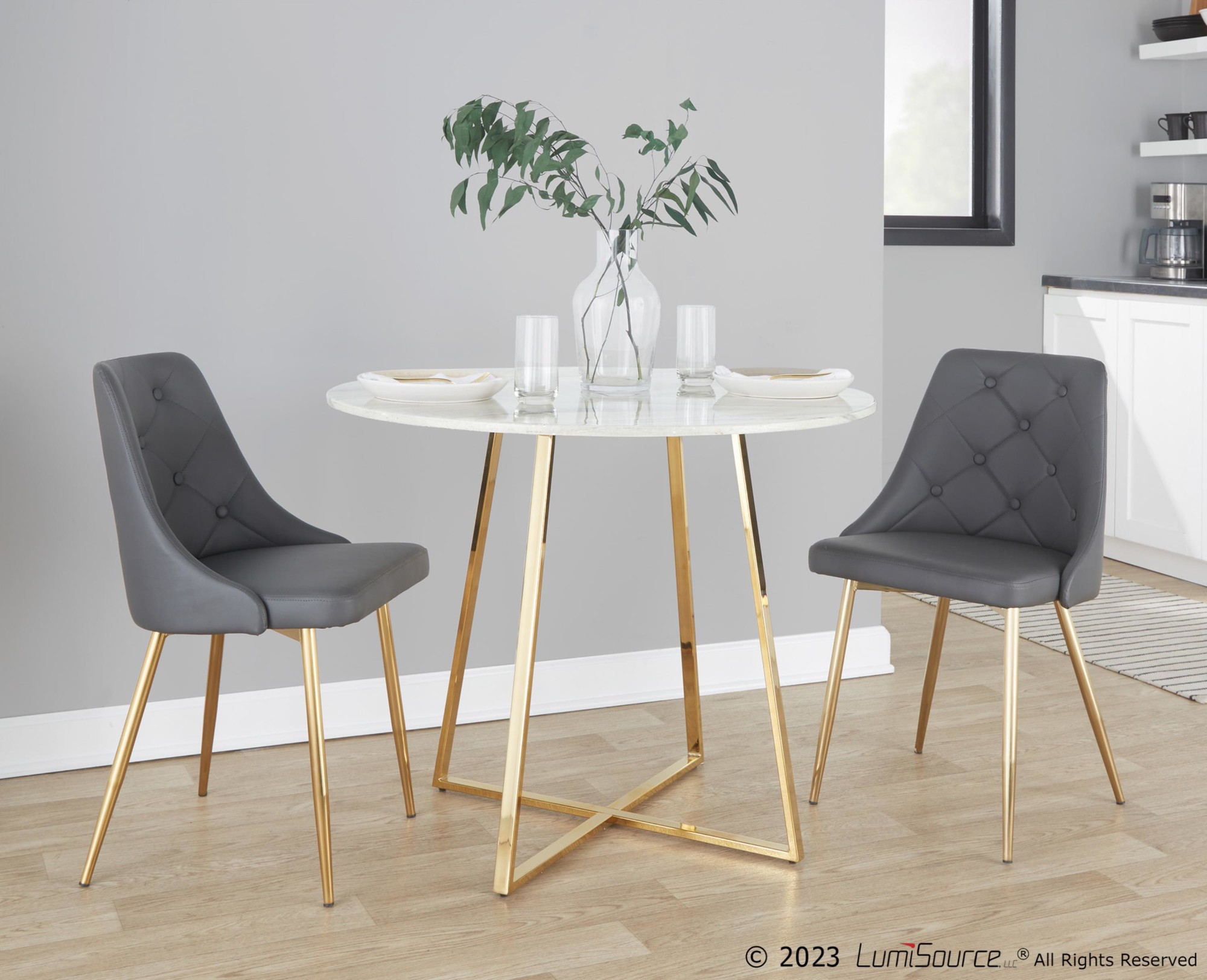 Marche Gold/Grey Contemporary Accent Dining Chairs (Set of 2) 1 Marche Gold/Grey Contemporary Accent Dining Chairs (Set of 2)