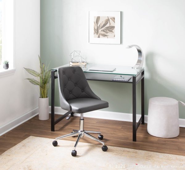 Marche Grey Faux Leather Contemporary Swivel Office Chair 1