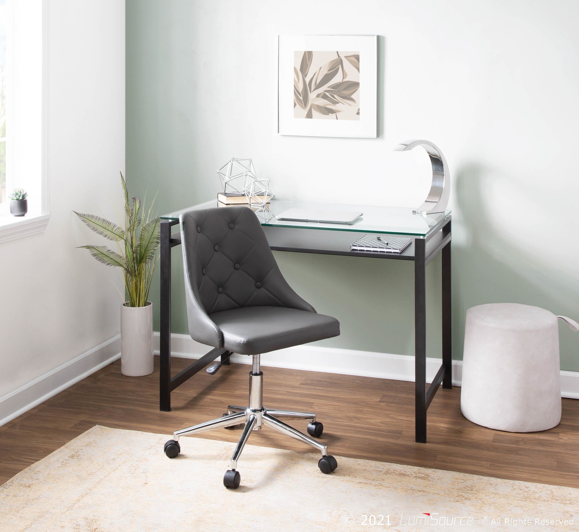 Marche Grey Faux Leather Contemporary Swivel Office Chair 2 Marche Grey Faux Leather Contemporary Swivel Office Chair - Image 2