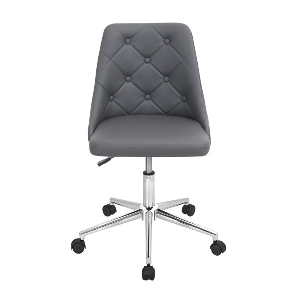 Marche Grey Faux Leather Contemporary Swivel Office Chair 6