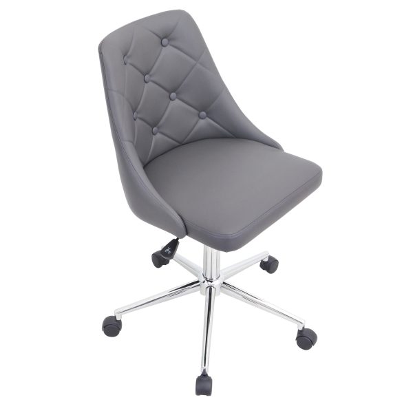 Marche Grey Faux Leather Contemporary Swivel Office Chair 7