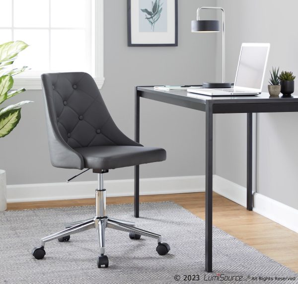 Marche Grey Faux Leather Contemporary Swivel Task Chair 1