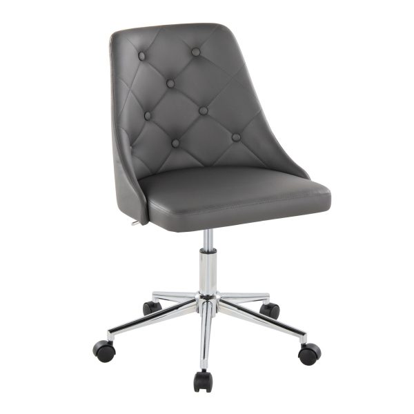 Marche Grey Faux Leather Contemporary Swivel Task Chair 2