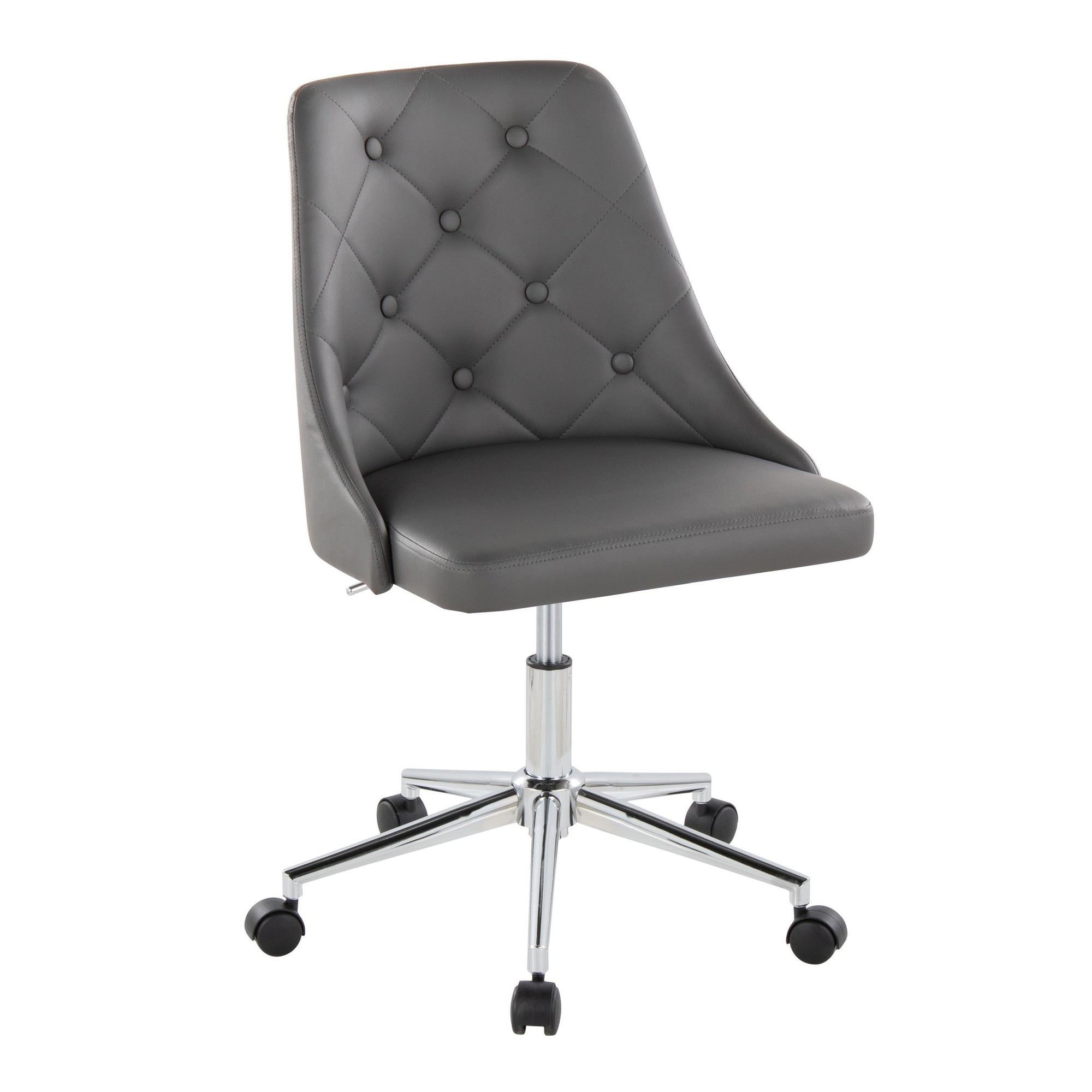 Marche Grey Faux Leather Contemporary Swivel Task Chair 3 Marche Grey Faux Leather Contemporary Swivel Task Chair - Image 3