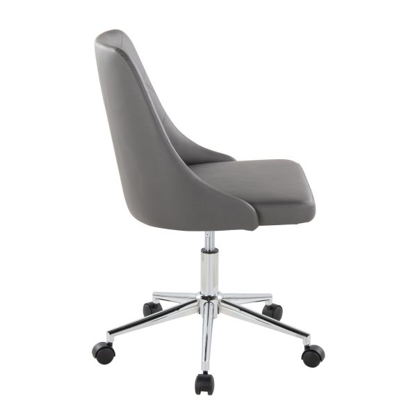 Marche Grey Faux Leather Contemporary Swivel Task Chair 3