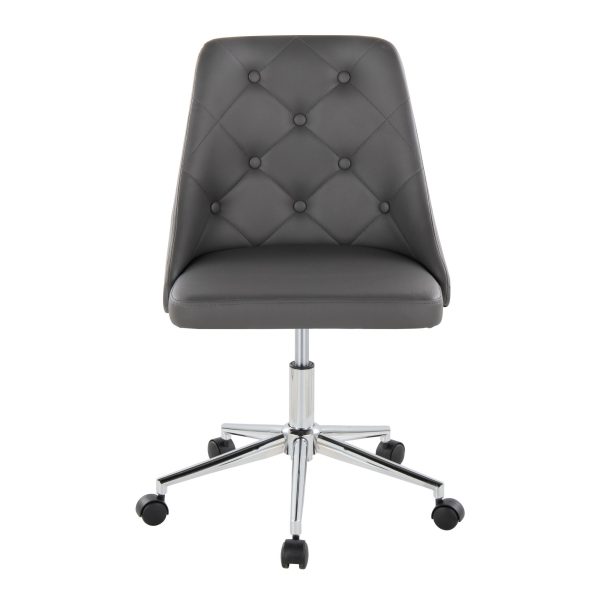 Marche Grey Faux Leather Contemporary Swivel Task Chair 6