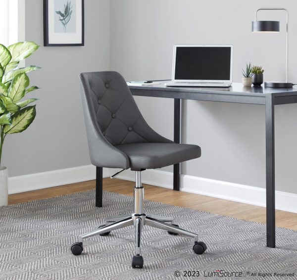 Marche Grey Faux Leather Contemporary Swivel Task Chair