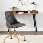 Marche Grey Faux Leather Gold Metal Contemporary Office Chair 14 Marche Grey Faux Leather Gold Metal Contemporary Office Chair