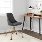 Marche Grey Faux Leather Gold Metal Contemporary Office Chair 13 Marche Grey Faux Leather Gold Metal Contemporary Office Chair